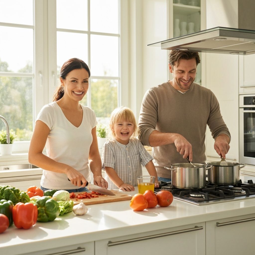 Famiglia che cucina insieme